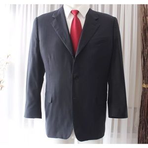 Canali Italian Black & Navy Wool Luxury Jacket 44S